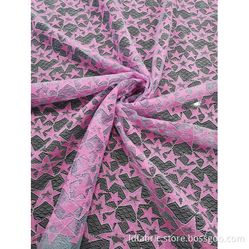 Nylon Cotton Rayon Star Pattern Cord Lace Fabric
